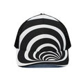 Black And White Optical Illusion Print Black Mesh Trucker Hat