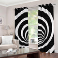 Black And White Optical Illusion Print Dimout Grommet Curtains