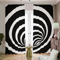Black And White Optical Illusion Print Dimout Pencil Pleat Curtains