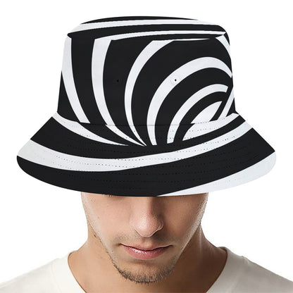 Black And White Optical Illusion Print Bucket Hat