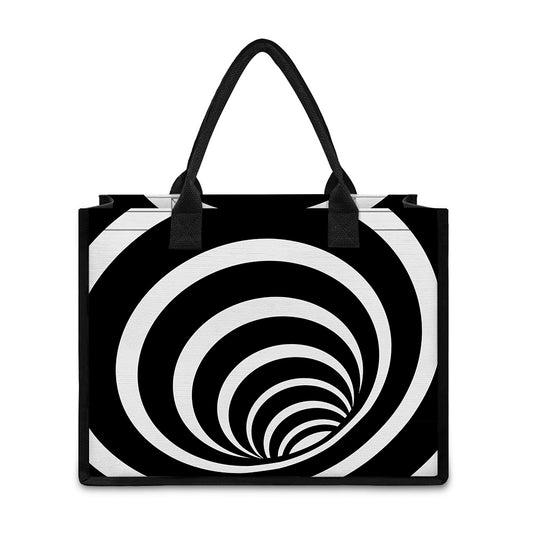 Black And White Optical Illusion Print Canvas Tote Bag