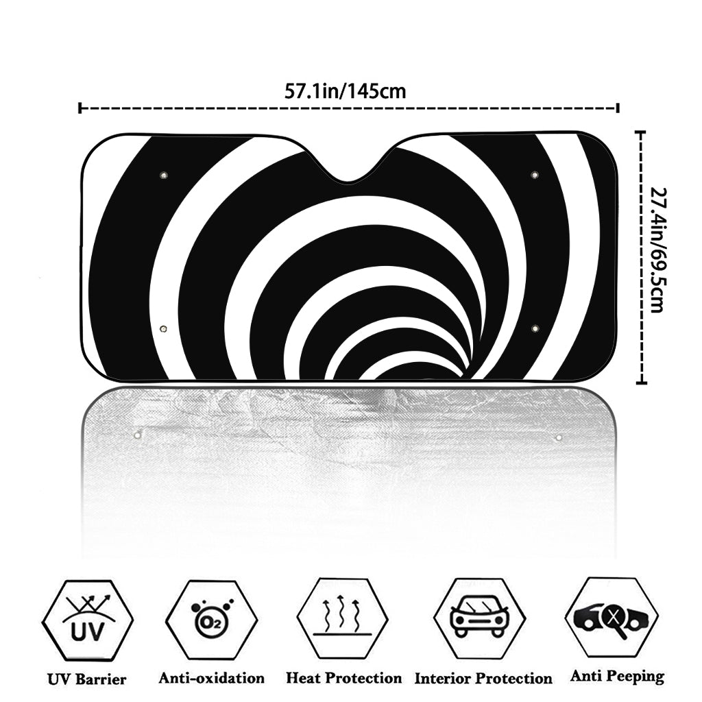 Black And White Optical Illusion Print Car Windshield Sun Shade