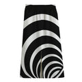 Black And White Optical Illusion Print Cotton Front Slit Maxi Skirt