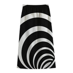 Black And White Optical Illusion Print Cotton Front Slit Maxi Skirt