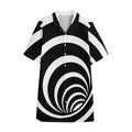 Black And White Optical Illusion Print Cotton Hawaiian Shirt