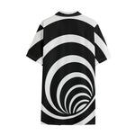 Black And White Optical Illusion Print Cotton Hawaiian Shirt