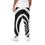 Black And White Optical Illusion Print Cotton Pants