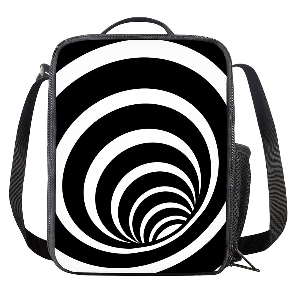 Black And White Optical Illusion Print Crossbody Lunch Bag