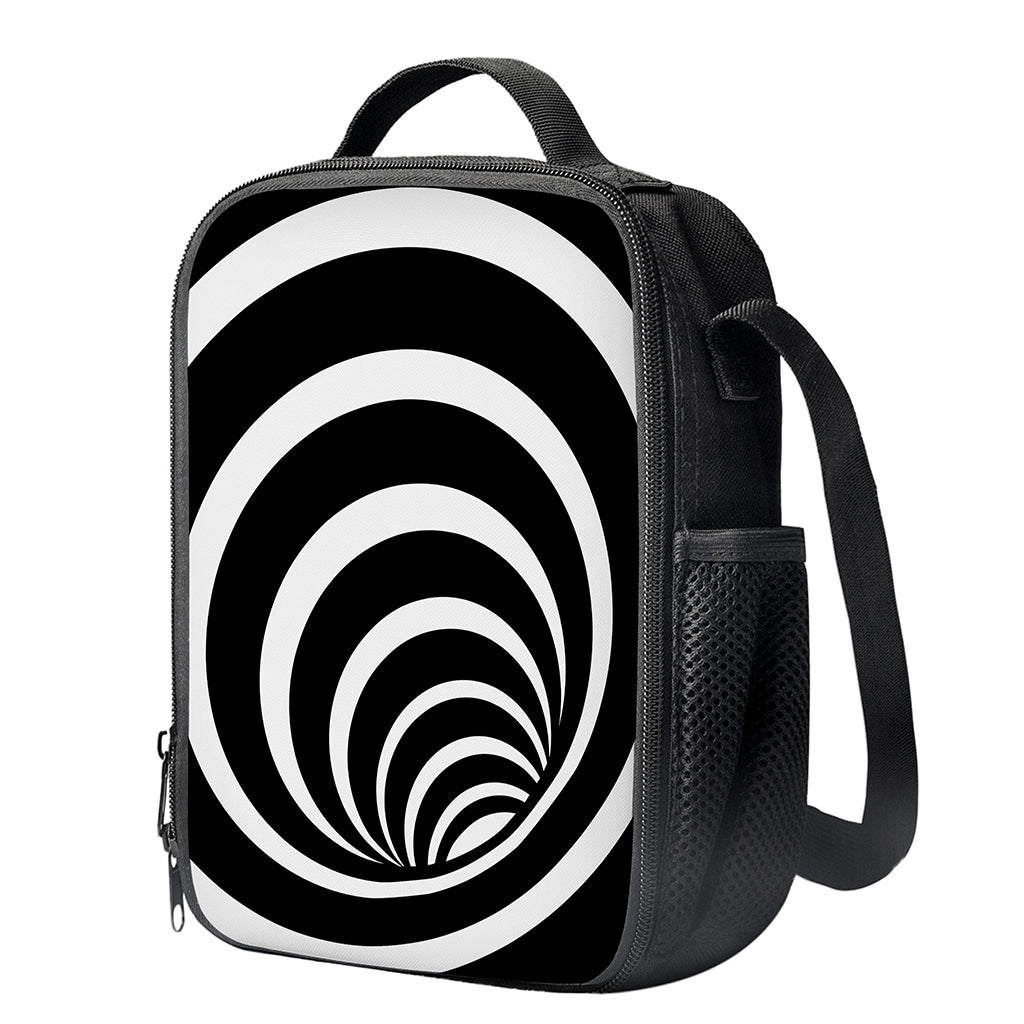 Black And White Optical Illusion Print Crossbody Lunch Bag