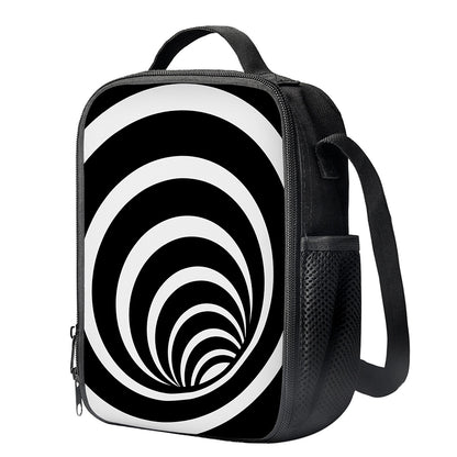 Black And White Optical Illusion Print Crossbody Lunch Bag
