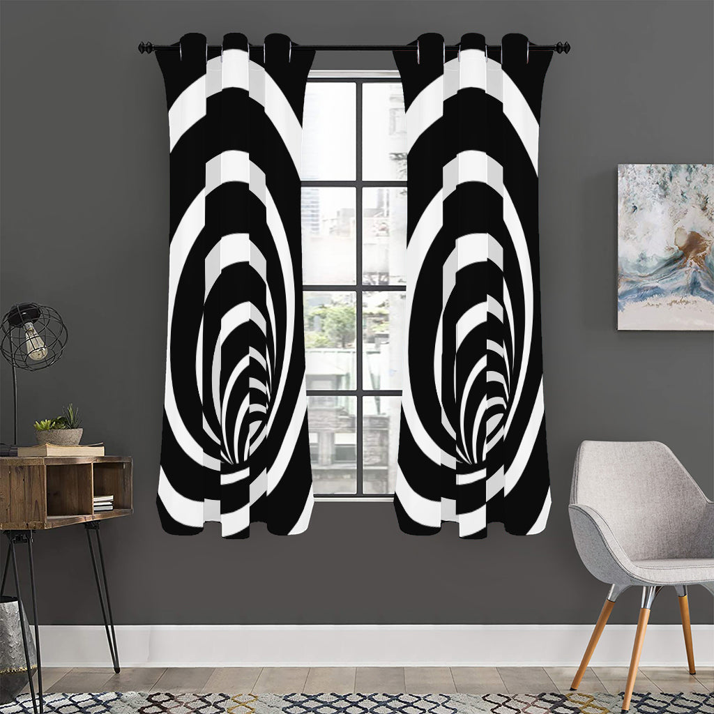 Black And White Optical Illusion Print Curtain