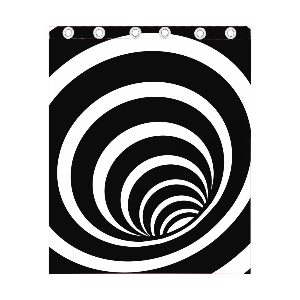 Black And White Optical Illusion Print Curtain