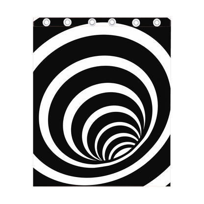 Black And White Optical Illusion Print Curtain