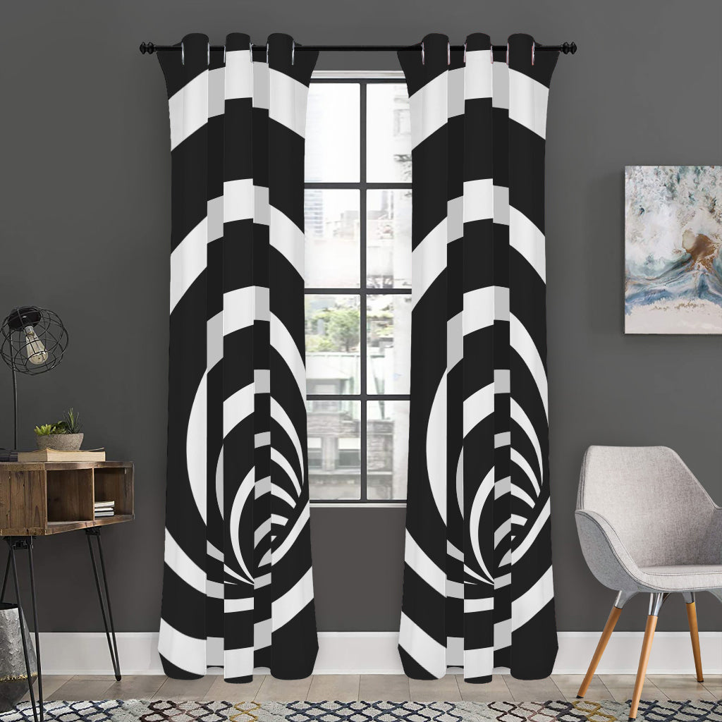 Black And White Optical Illusion Print Curtain