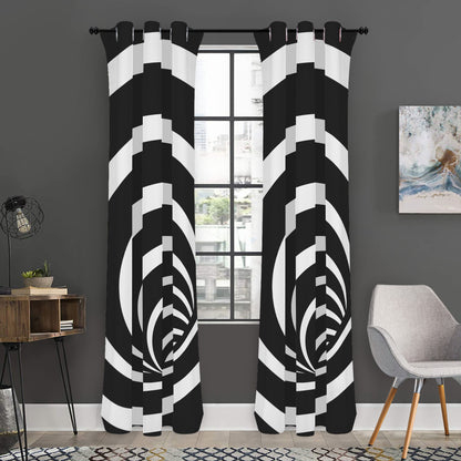 Black And White Optical Illusion Print Curtain