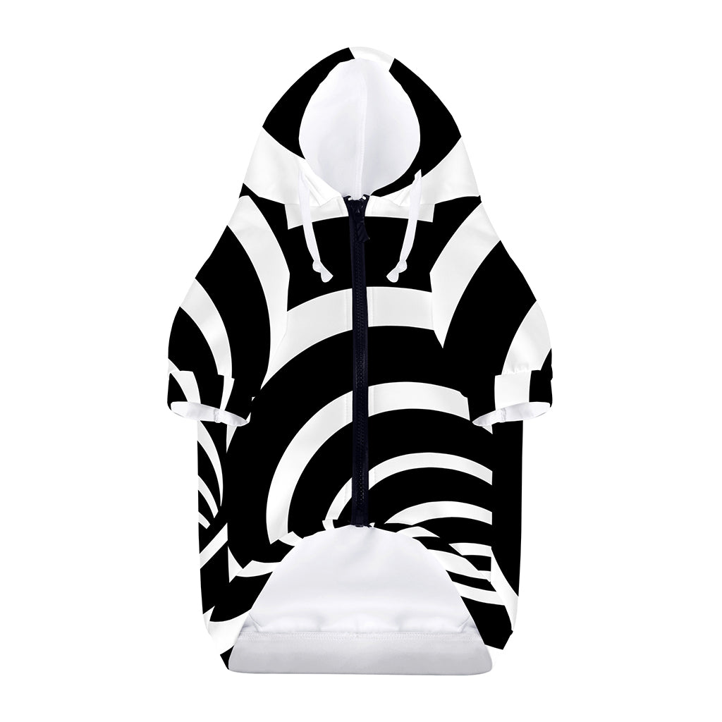 Black And White Optical Illusion Print Dog Zip Up Hoodie