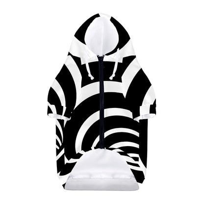 Black And White Optical Illusion Print Dog Zip Up Hoodie