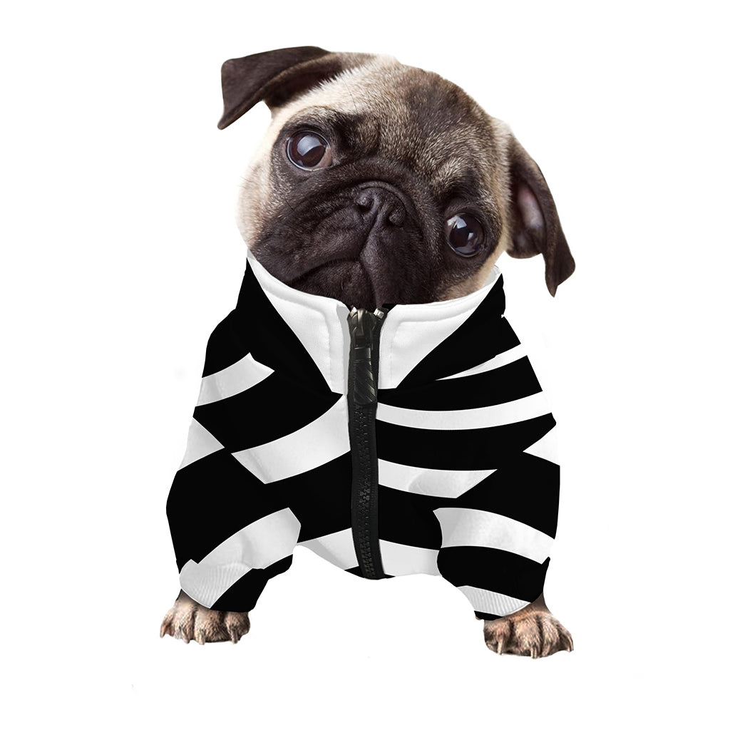 Black And White Optical Illusion Print Dog Zip Up Jacket