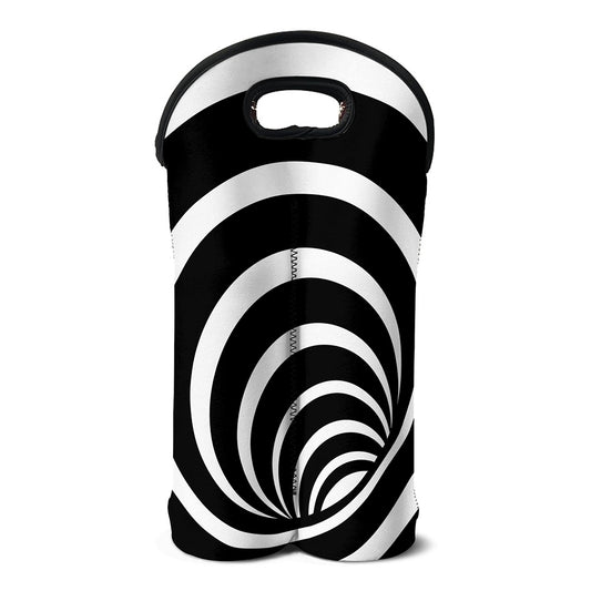 Black And White Optical Illusion Print Double Neoprene Wine Tote