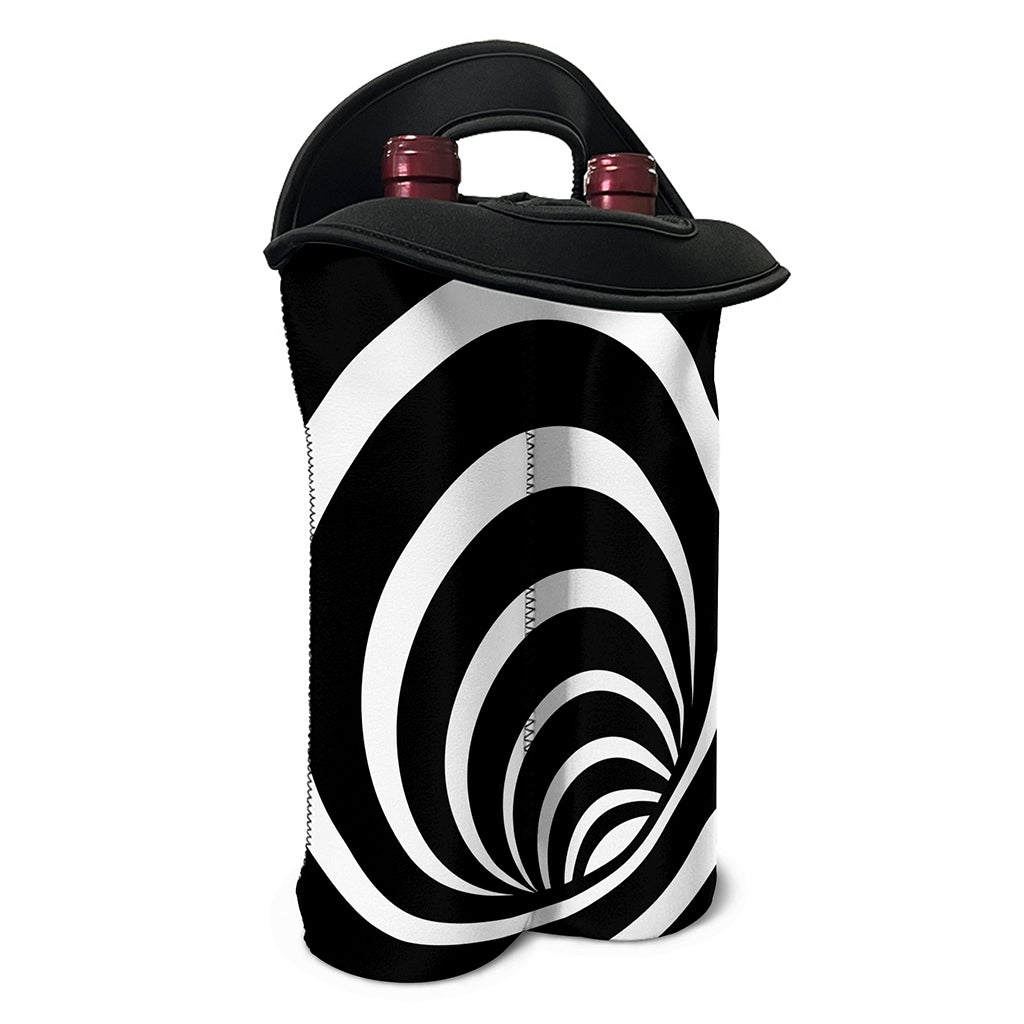 Black And White Optical Illusion Print Double Neoprene Wine Tote