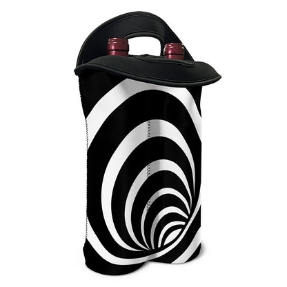 Black And White Optical Illusion Print Double Neoprene Wine Tote