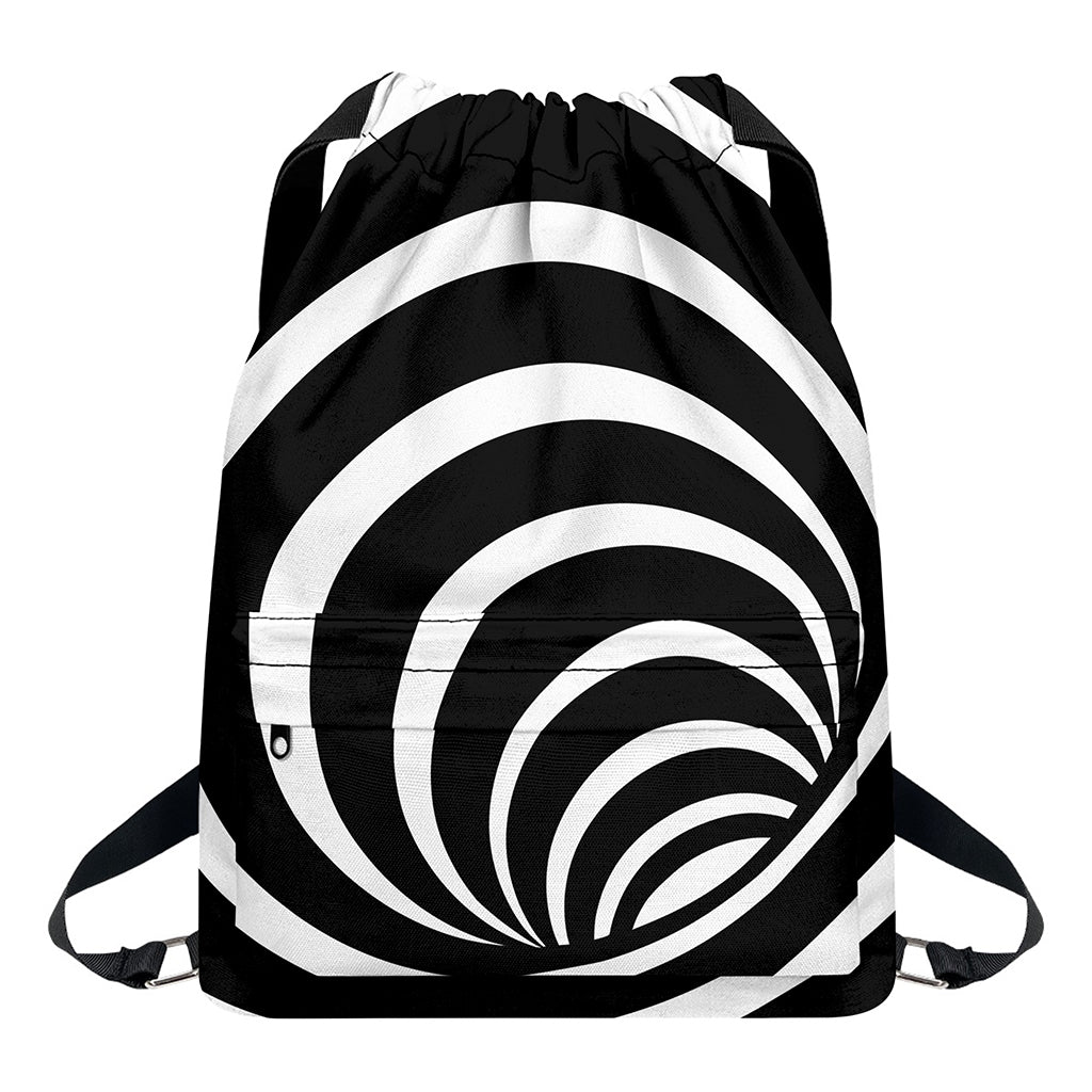 Black And White Optical Illusion Print Drawstring Backpack