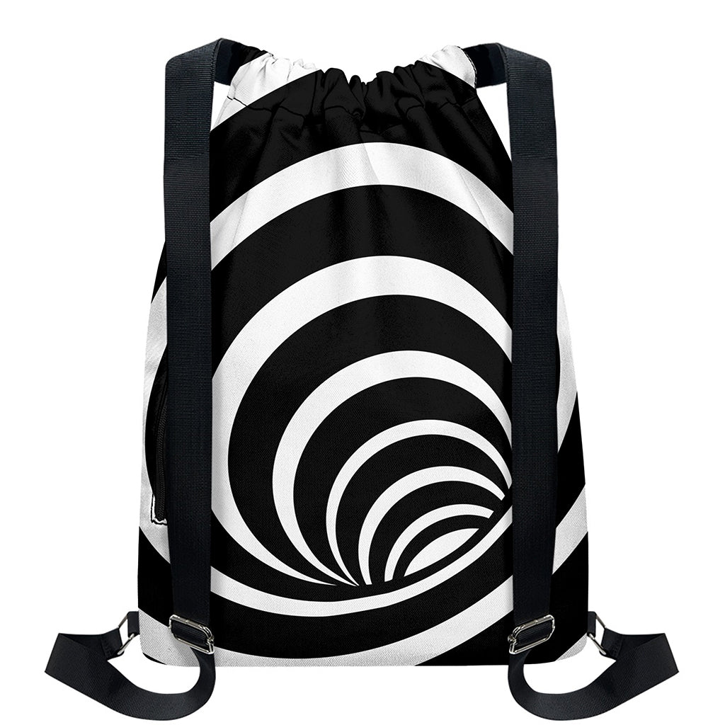 Black And White Optical Illusion Print Drawstring Backpack