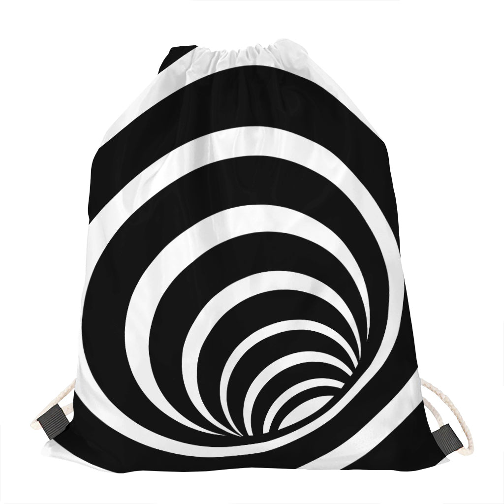 Black And White Optical Illusion Print Drawstring Bag