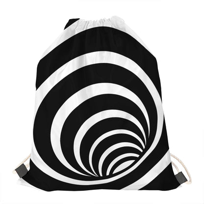 Black And White Optical Illusion Print Drawstring Bag