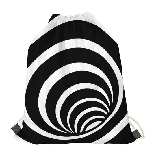 Black And White Optical Illusion Print Drawstring Bag