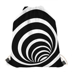 Black And White Optical Illusion Print Drawstring Bag