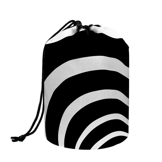 Black And White Optical Illusion Print Drawstring Makeup Bag