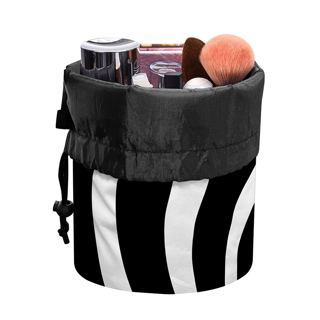 Black And White Optical Illusion Print Drawstring Makeup Bag