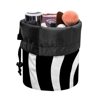 Black And White Optical Illusion Print Drawstring Makeup Bag