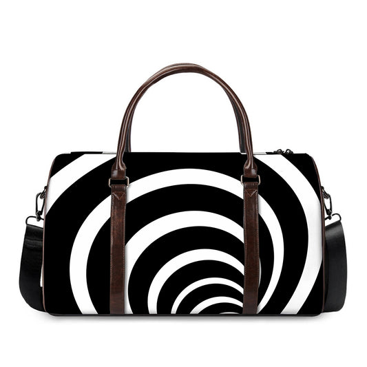 Black And White Optical Illusion Print Duffle Bag