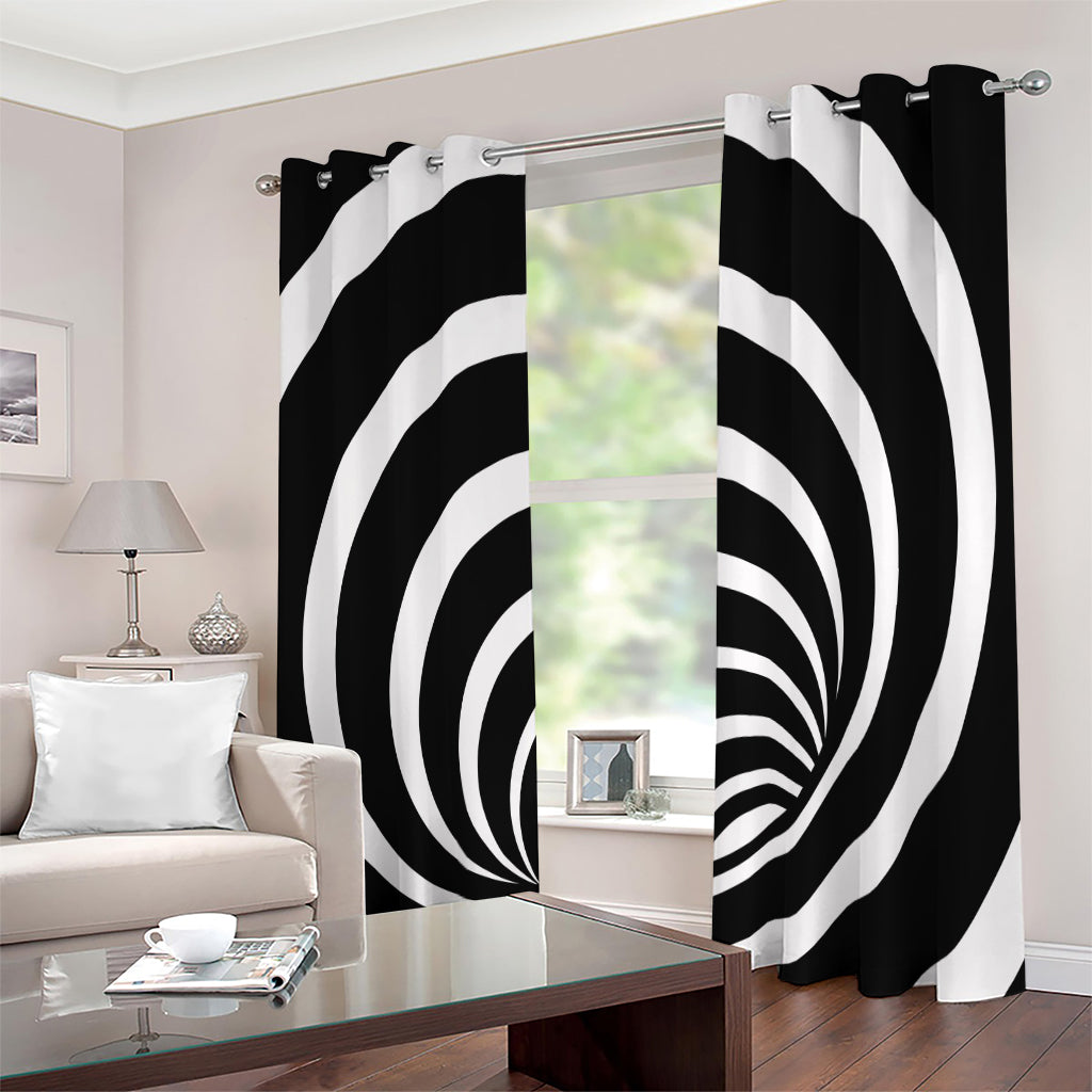Black And White Optical Illusion Print Extra Wide Grommet Curtains
