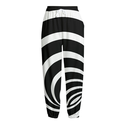 Black And White Optical Illusion Print Fleece Lined Knit Pants