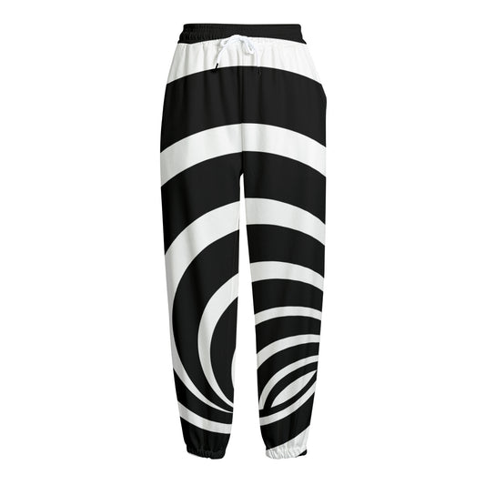 Black And White Optical Illusion Print Fleece Lined Knit Pants
