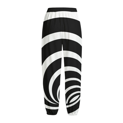 Black And White Optical Illusion Print Fleece Lined Knit Pants