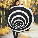Black And White Optical Illusion Print Foldable Umbrella