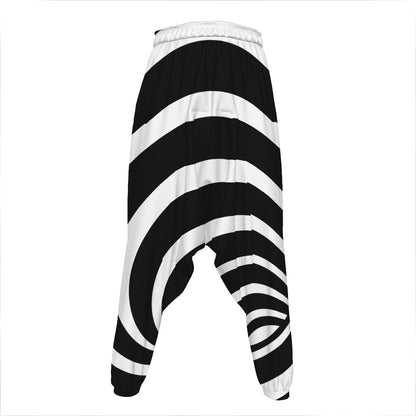 Black And White Optical Illusion Print Hammer Pants