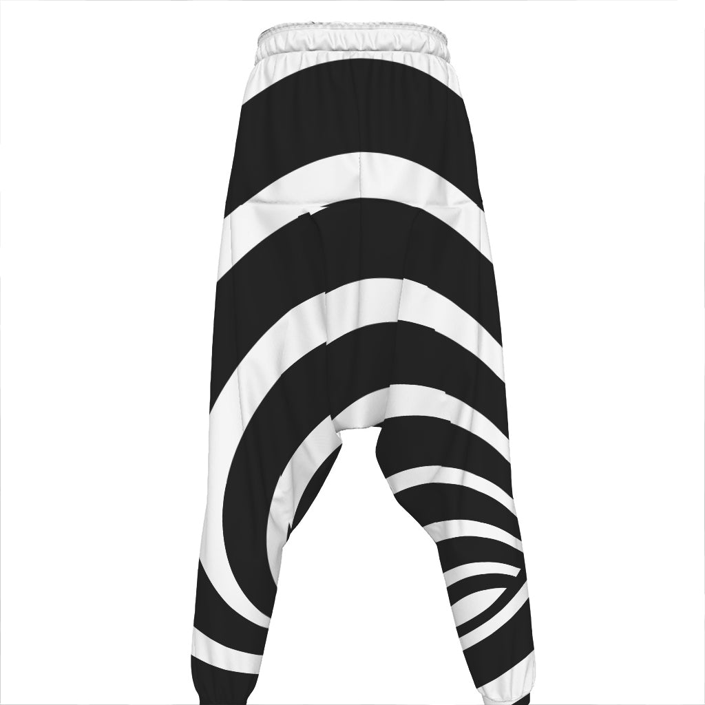 Black And White Optical Illusion Print Hammer Pants