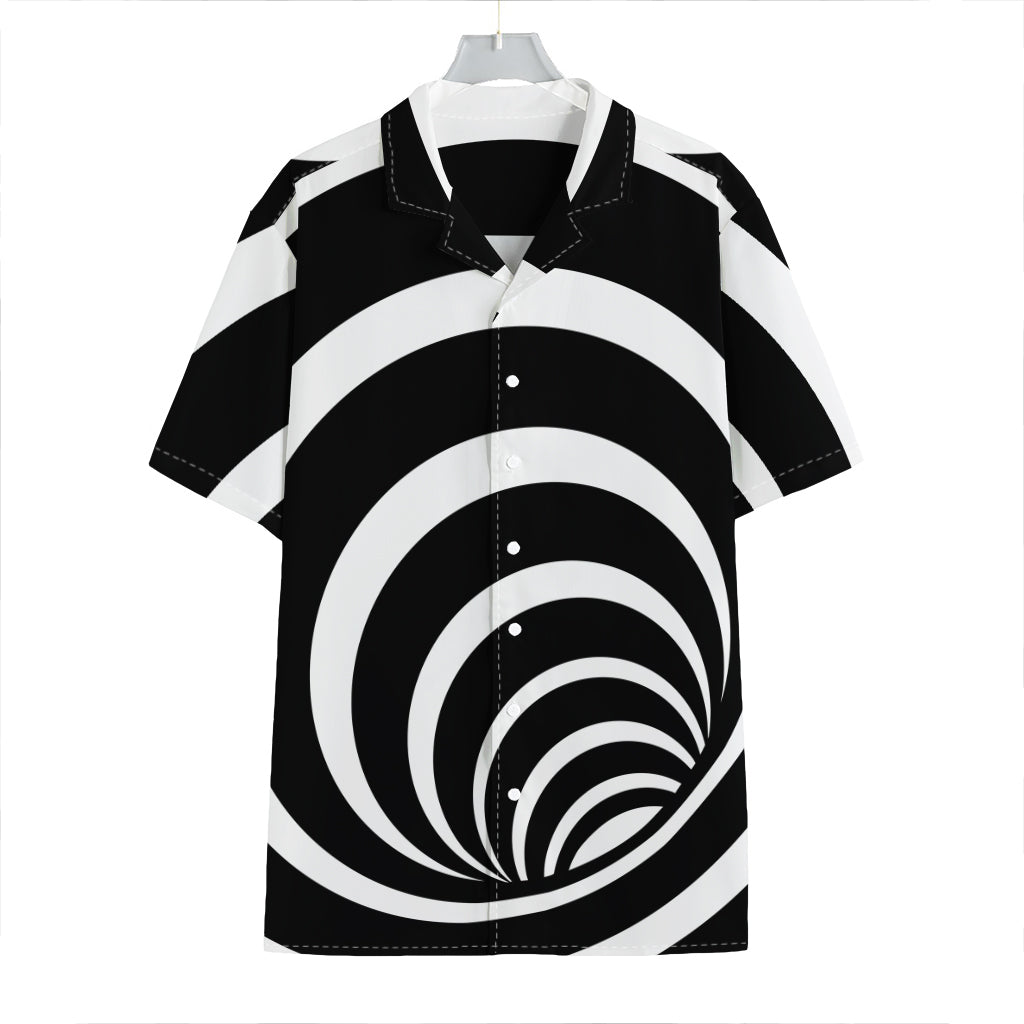 Black And White Optical Illusion Print Hawaiian Shirt