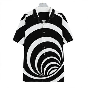 Black And White Optical Illusion Print Hawaiian Shirt