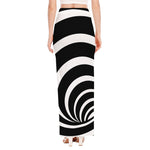 Black And White Optical Illusion Print High Slit Maxi Skirt