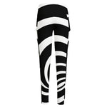 Black And White Optical Illusion Print High-Waisted Pocket Leggings