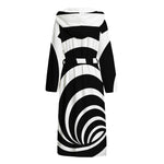 Black And White Optical Illusion Print Hooded Bathrobe