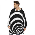 Black And White Optical Illusion Print Hoodie Blanket