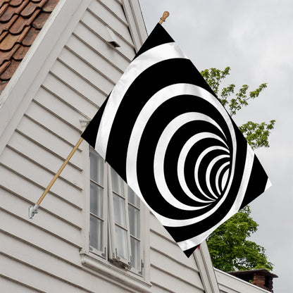 Black And White Optical Illusion Print House Flag