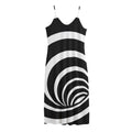 Black And White Optical Illusion Print Jersey Midi Cami Dress